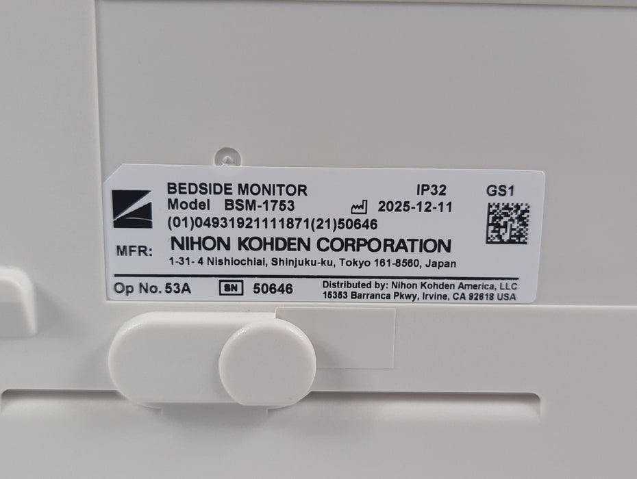 Nihon Kohden BSM-1753 Life Scope PT Transport Patient Monitor