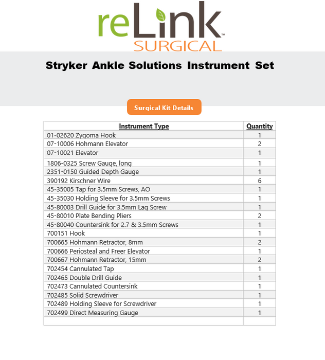 Stryker Ankle Solutions Instrument Set