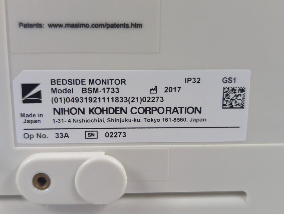 Nihon Kohden BSM-1733 Life Scope PT Transport Patient Monitor