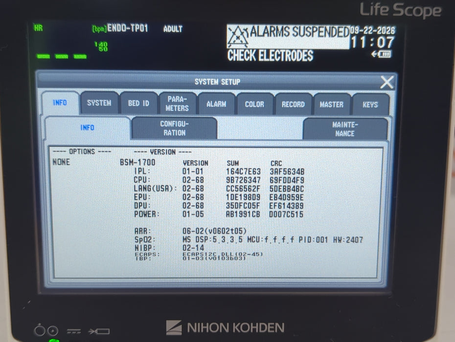 Nihon Kohden BSM-1733 Life Scope PT Transport Patient Monitor