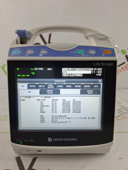 Nihon Kohden BSM-1733 Life Scope PT Transport Patient Monitor