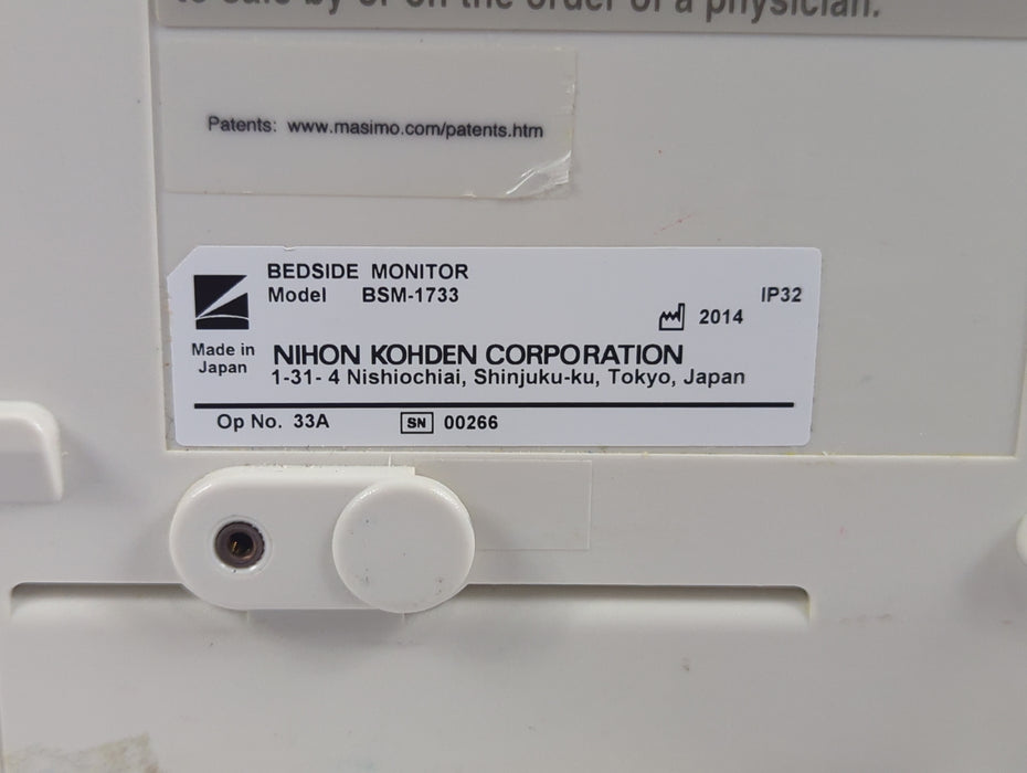 Nihon Kohden BSM-1733 Life Scope PT Transport Patient Monitor
