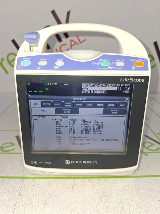 Nihon Kohden BSM-1733 Life Scope PT Transport Patient Monitor