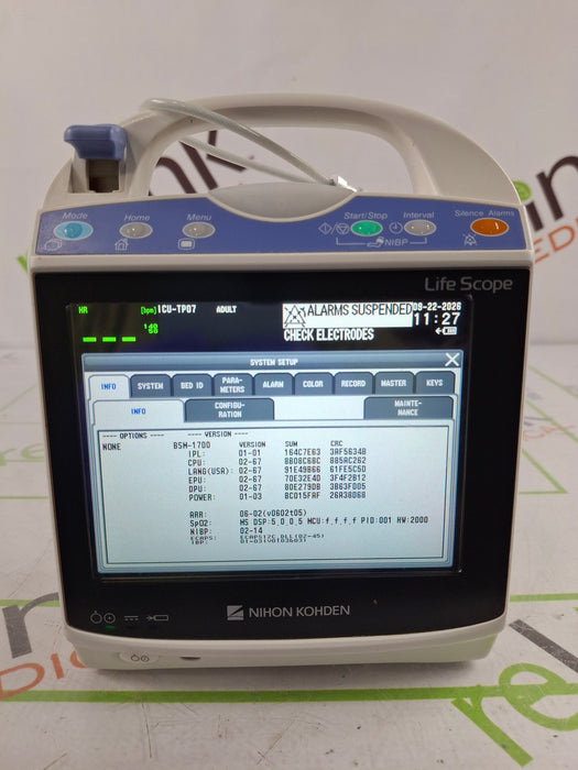Nihon Kohden BSM-1733 Life Scope PT Transport Patient Monitor