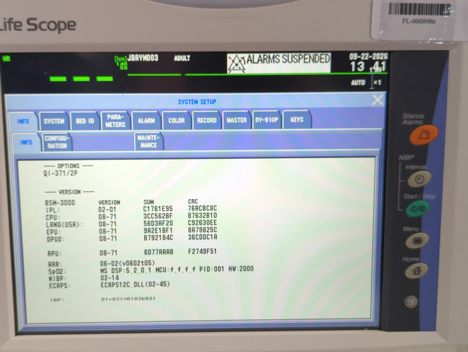 Nihon Kohden Life Scope BSM-3532 Bedside Monitor