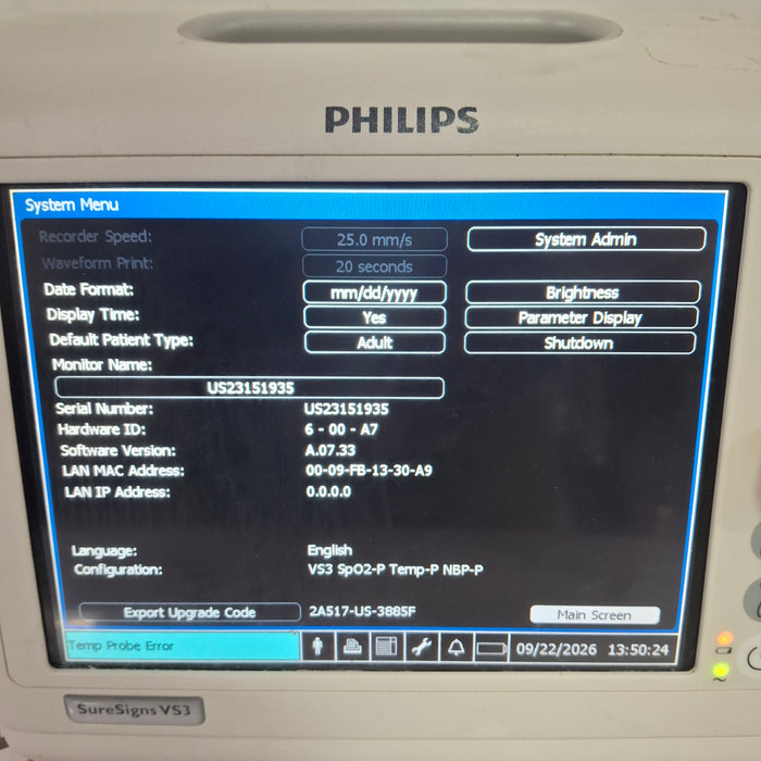 Philips Suresigns VS3 Vital Signs Monitor