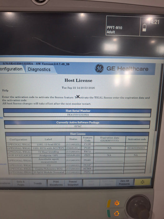 GE Healthcare Carescape B650 Post Anesthesia Care Patient Monitor