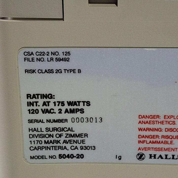 Zimmer Hall 5040-20 Micro Controller