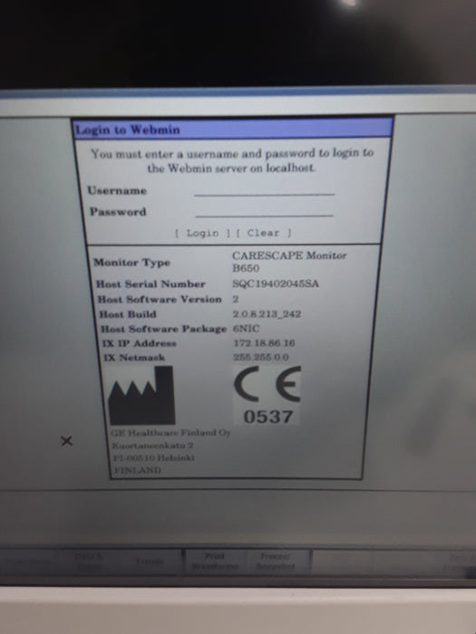 GE Healthcare Carescape B650 Neonatal Care Patient Monitor