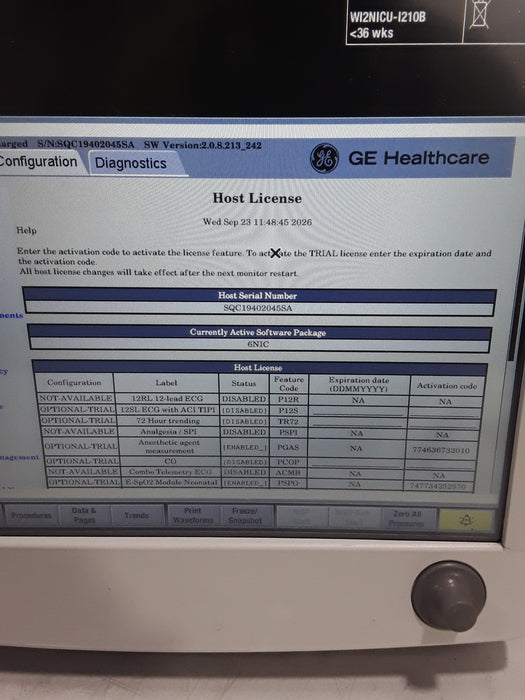 GE Healthcare Carescape B650 Neonatal Care Patient Monitor