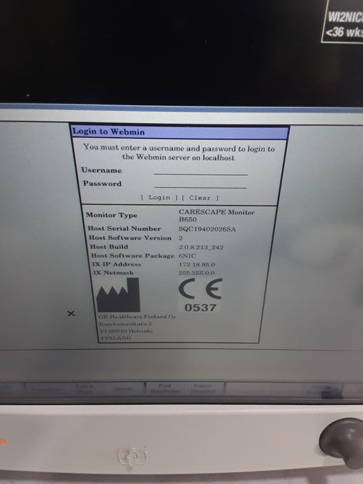 GE Healthcare Carescape B650 Neonatal Care Patient Monitor