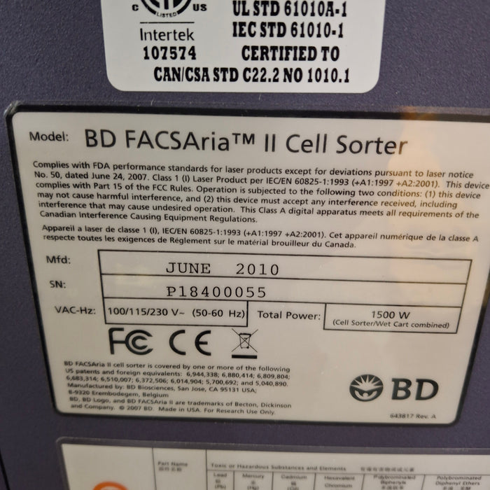 Becton Dickinson FACSaria II Cell Sorter