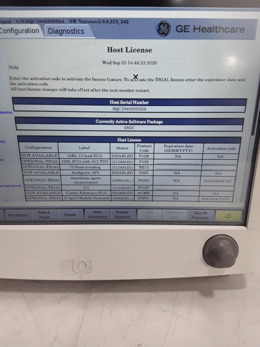 GE Healthcare Carescape B650 Neonatal Care Patient Monitor
