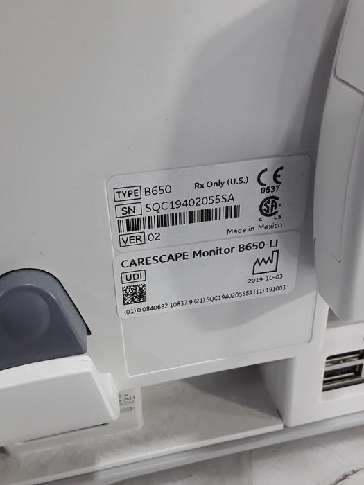 GE Healthcare Carescape B650 Neonatal Care Patient Monitor