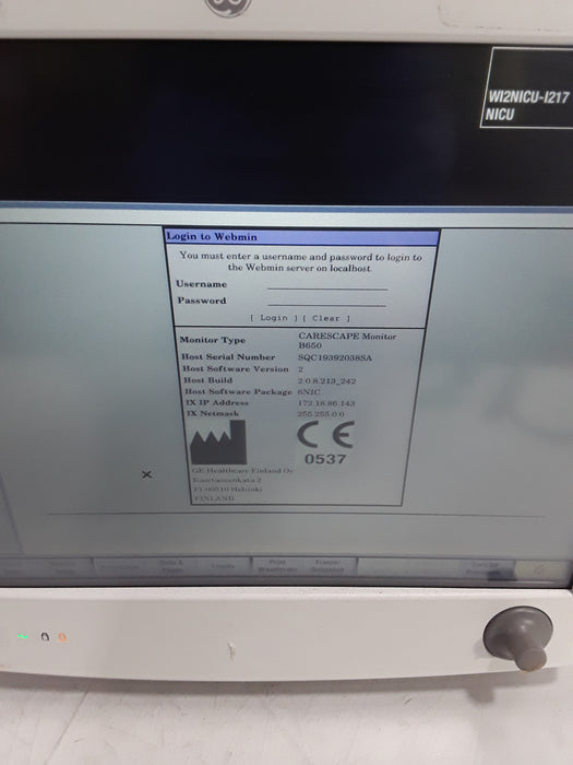 GE Healthcare Carescape B650 Neonatal Care Patient Monitor