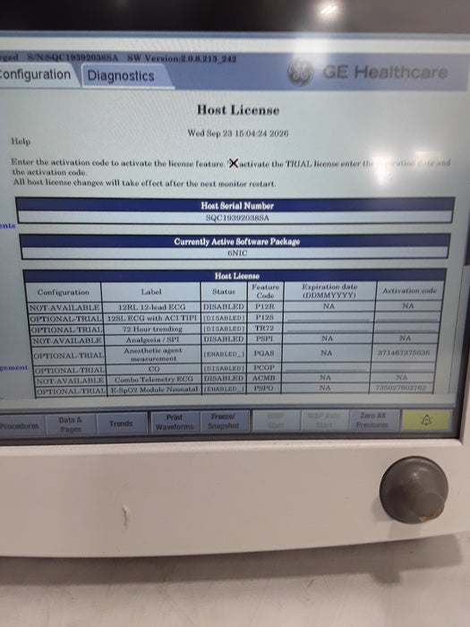 GE Healthcare Carescape B650 Neonatal Care Patient Monitor