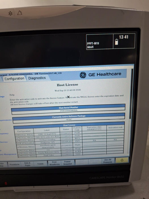 GE Healthcare Carescape B450 Post Anesthesia Care Patient Monitor