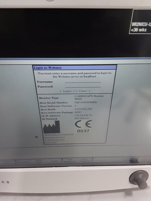 GE Healthcare Carescape B650 Neonatal Care Patient Monitor
