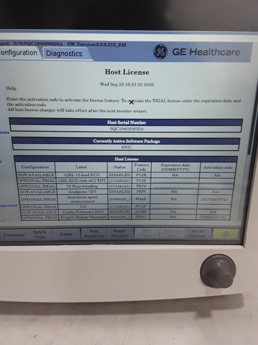 GE Healthcare Carescape B650 Neonatal Care Patient Monitor