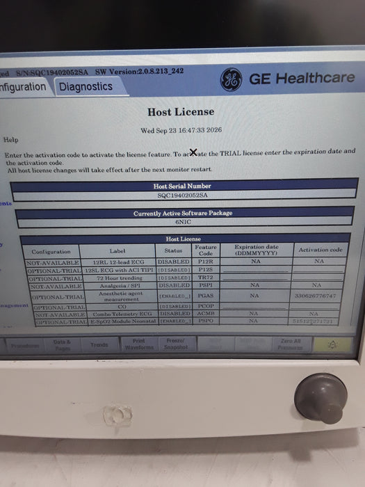 GE Healthcare Carescape B650 Neonatal Care Patient Monitor