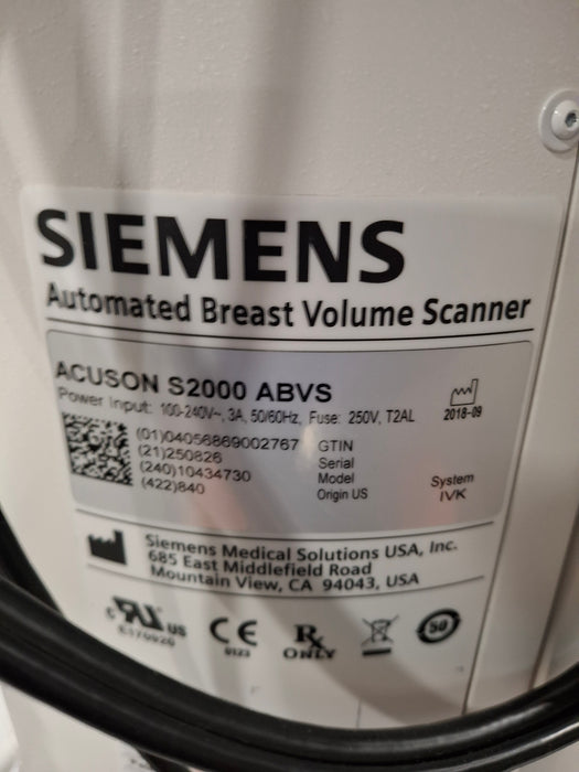 Siemens Acuson S2000 ABVS Ultrasound