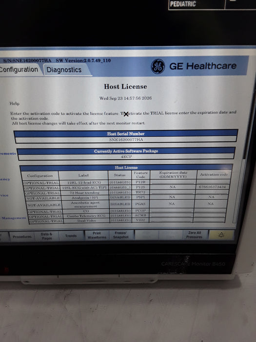 GE Healthcare Carescape B450 Emergency Care Patient Monitor