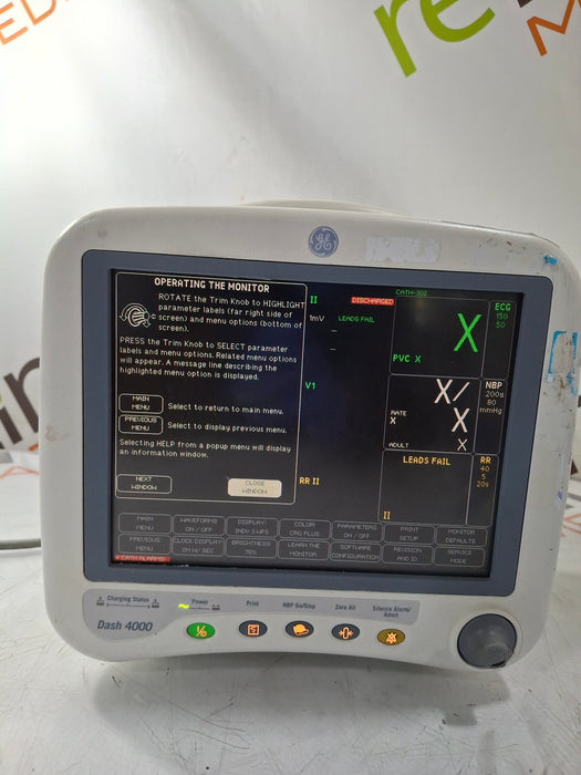 GE Healthcare Dash 4000 - GE/Nellcor SpO2 Patient Monitor