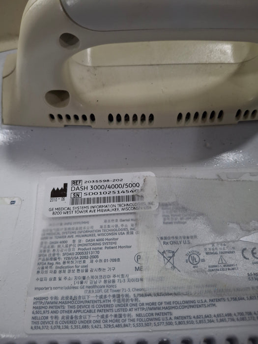 GE Healthcare Dash 4000 - Masimo SpO2 Patient Monitor
