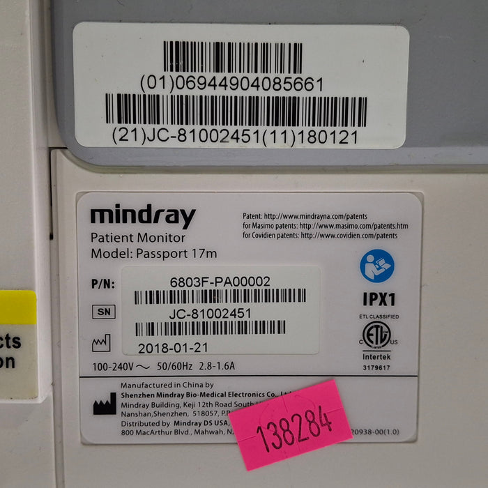 Mindray Passport 17M Patient Monitor