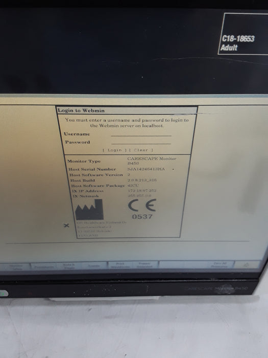 GE Healthcare Carescape B450 Critical Care Patient Monitor