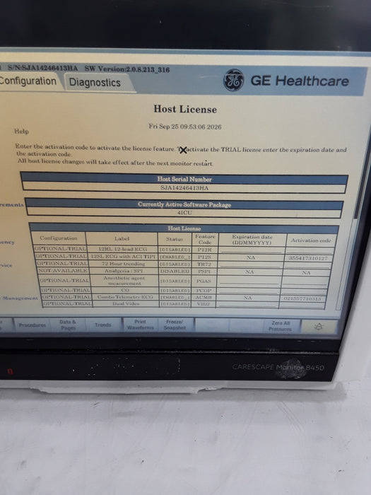 GE Healthcare Carescape B450 Critical Care Patient Monitor