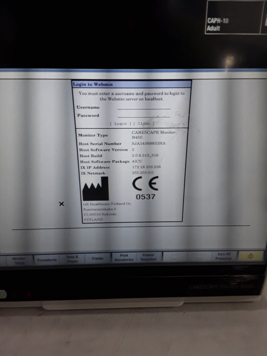 GE Healthcare Carescape B450 Critical Care Patient Monitor