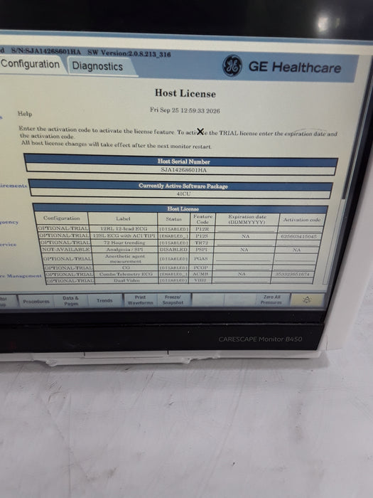 GE Healthcare Carescape B450 Critical Care Patient Monitor