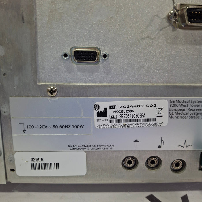 GE Healthcare Corometrics 250 Series Model 259 Fetal Monitor