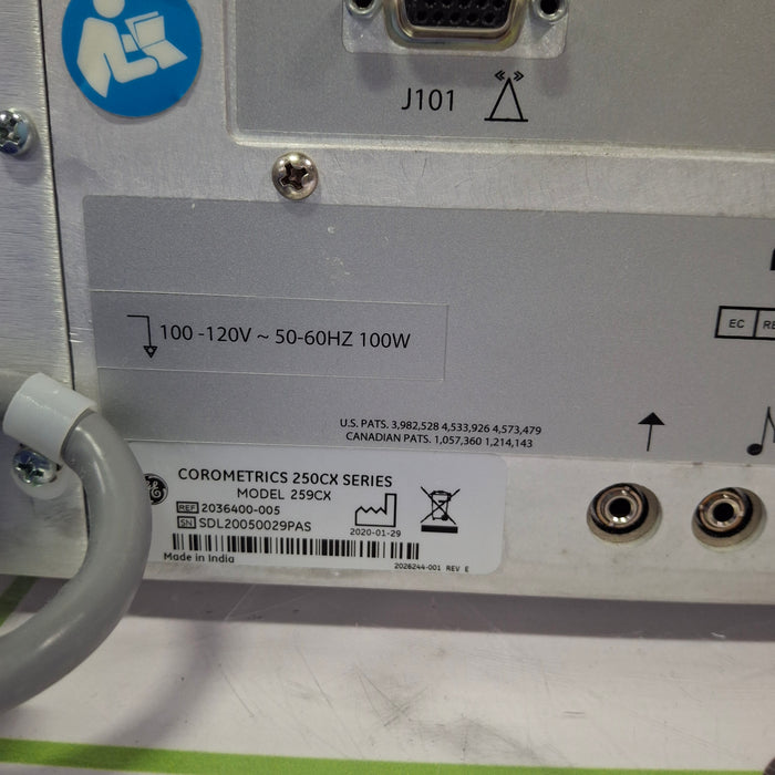 GE Healthcare Corometrics 250cx Series Model 259cx Fetal Monitor