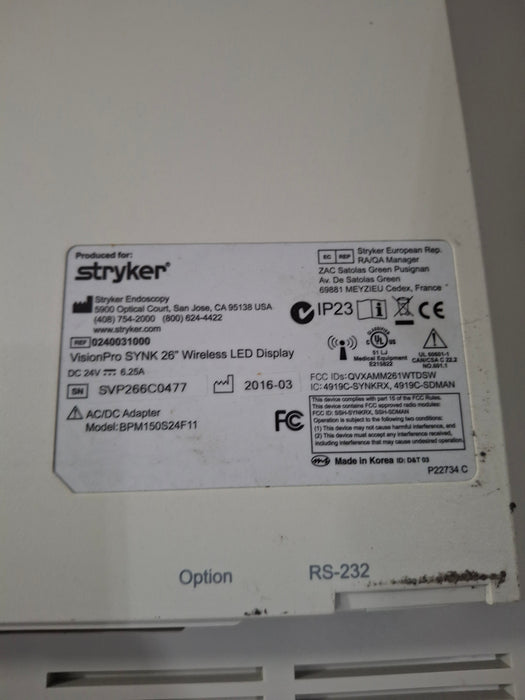 Stryker VisionPro SYNK 26 Wireless LED Display