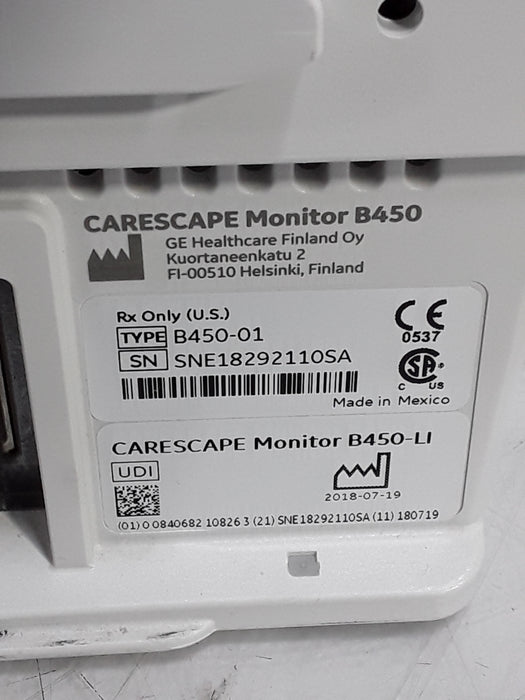 GE Healthcare Carescape B450 Critical Care Patient Monitor