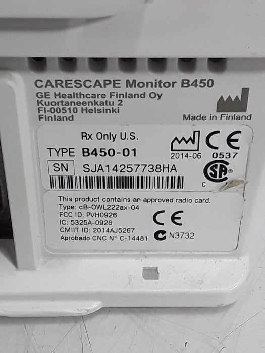 GE Healthcare Carescape B450 Critical Care Patient Monitor