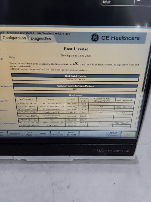 GE Healthcare Carescape B450 Critical Care Patient Monitor