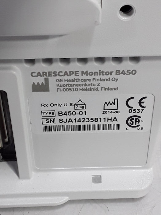 GE Healthcare Carescape B450 Critical Care Patient Monitor