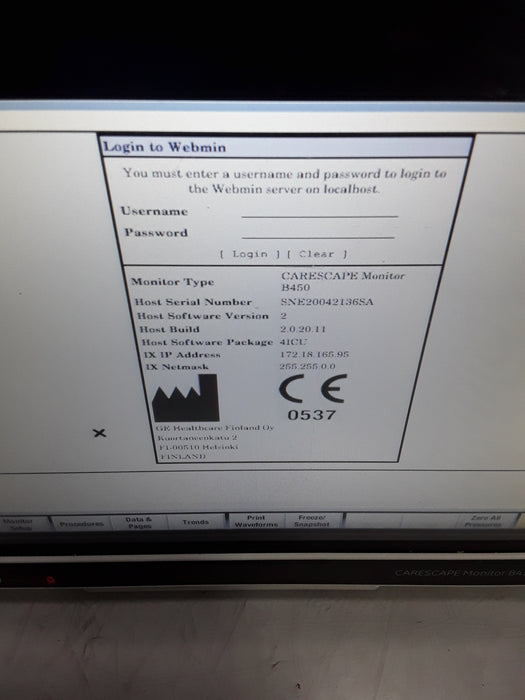 GE Healthcare Carescape B450 Critical Care Patient Monitor