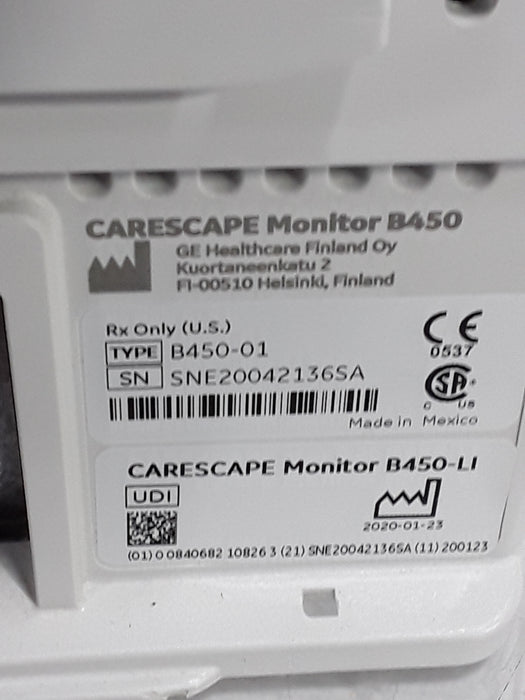 GE Healthcare Carescape B450 Critical Care Patient Monitor