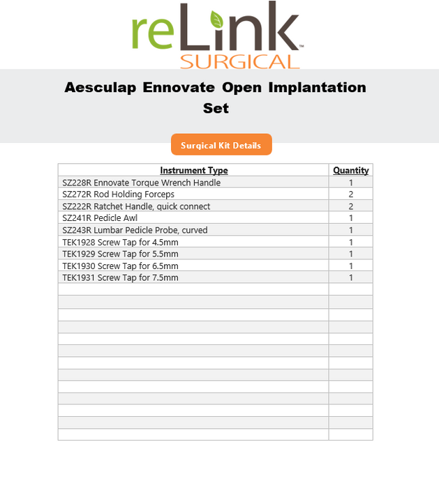 Aesculap, Inc. Ennovate Open Implantation Set