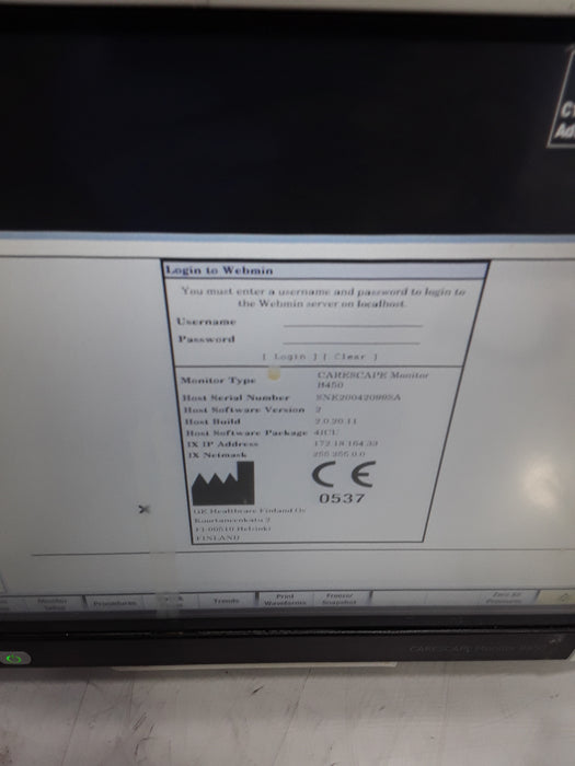 GE Healthcare Carescape B450 Critical Care Patient Monitor