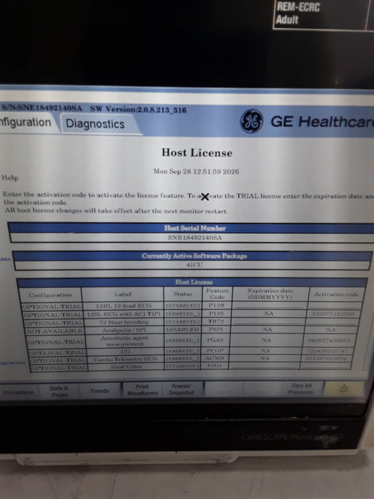 GE Healthcare Carescape B450 Critical Care Patient Monitor