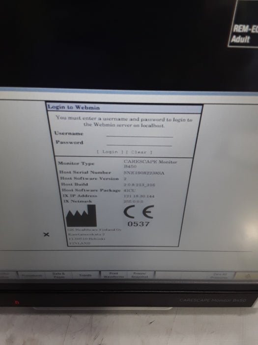 GE Healthcare Carescape B450 Critical Care Patient Monitor