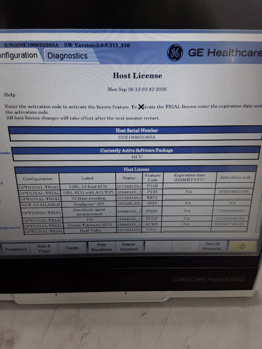 GE Healthcare Carescape B450 Critical Care Patient Monitor