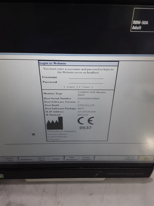 GE Healthcare Carescape B450 Critical Care Patient Monitor