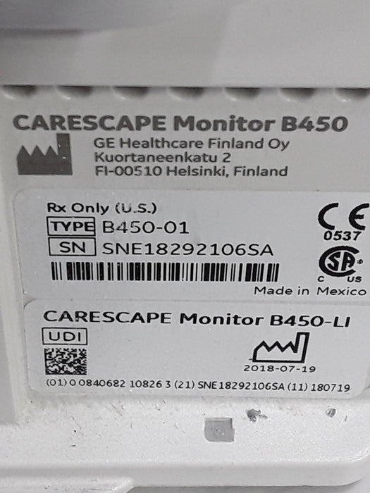 GE Healthcare Carescape B450 Critical Care Patient Monitor