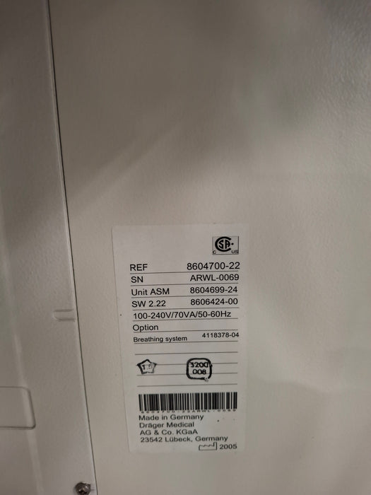 Draeger Medical Fabius GS Anesthesia Machine